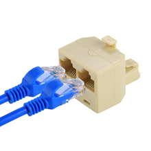 Load image into Gallery viewer, RJ45 Dual Ports LAN Ethernet Connector Network Adapter, 2 RJ45 Female to RJ45 Male