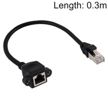 Load image into Gallery viewer, RJ45 Female to Male CATE5 Network Panel Mount Screw Lock Extension Cable , Length: 0.3m, 0.3m
