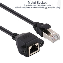 Load image into Gallery viewer, RJ45 Female to Male CATE5 Network Panel Mount Screw Lock Extension Cable , Length: 0.3m, 0.3m