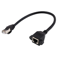 Load image into Gallery viewer, RJ45 Female to Male CAT6E Network Panel Mount Screw Lock Extension Cable, Length: 1m, Length: 1m