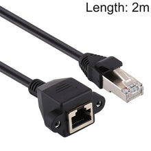 Load image into Gallery viewer, RJ45 Female to Male CAT6E Network Panel Mount Screw Lock Extension Cable, Length: 2m, Length: 2m