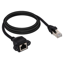 Load image into Gallery viewer, RJ45 Female to Male CAT6E Network Panel Mount Screw Lock Extension Cable, Length: 2m, Length: 2m