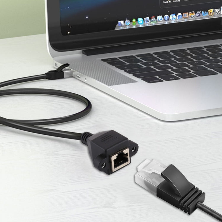 RJ45 Female to Male CATE5 Network Panel Mount Screw Lock Extension Cable , Length: 0.6m, 0.6m