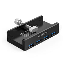 Load image into Gallery viewer, ORICO MH4PU Aluminum Alloy 4 Ports USB 3.0 Clip-type HUB with 1m USB Cable, Clip Width Range: 10-32mm(Black), MH4PU(Black), MH4PU(Silver)
