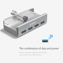Load image into Gallery viewer, ORICO MH4PU Aluminum Alloy 4 Ports USB 3.0 Clip-type HUB with 1m USB Cable, Clip Width Range: 10-32mm(Black), MH4PU(Black), MH4PU(Silver)