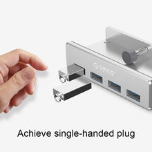 Load image into Gallery viewer, ORICO MH4PU Aluminum Alloy 4 Ports USB 3.0 Clip-type HUB with 1m USB Cable, Clip Width Range: 10-32mm(Black), MH4PU(Black), MH4PU(Silver)