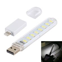 Load image into Gallery viewer, 8LEDs 5V 200LM USB LED Book Light Portable Night Light, with 8 Pin Adapter, with 8 Pin  Adapter