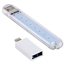 Load image into Gallery viewer, 8LEDs 5V 200LM USB LED Book Light Portable Night Light, with 8 Pin Adapter, with 8 Pin  Adapter