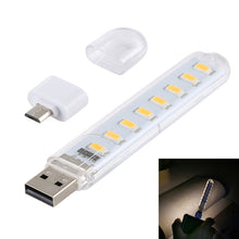Load image into Gallery viewer, 8LEDs 5V 200LM USB LED Book Light Portable Night Light, with Micro Adapter, with Micro Adapter