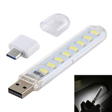 Load image into Gallery viewer, 8LEDs 5V 200LM USB LED Book Light Portable Night Light, with Type-C Adapter, with Type-C Adapter