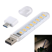 Load image into Gallery viewer, 8LEDs 5V 200LM USB LED Book Light Portable Night Light, with Type-C Adapter, with Type-C Adapter