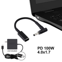 Load image into Gallery viewer, PD 100W 18.5-20V 4.0 x 1.35mm Elbow to USB-C / Type-C Adapter Nylon Braid Cable