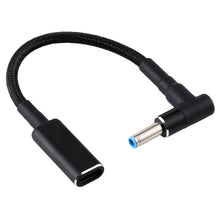 Load image into Gallery viewer, PD 100W 18.5-20V 4.5 x 0.6mm Elbow to USB-C / Type-C Adapter Nylon Braid Cable for HP, 4.5 x 0.6mm