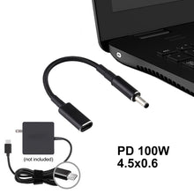 Load image into Gallery viewer, PD 100W 18.5-20V 4.5 x 0.6mm to USB-C / Type-C Adapter Nylon Braid Cable for Dell, 4.5 x 0.6mm