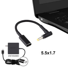Load image into Gallery viewer, PD 100W 18.5-20V 4.8 x 1.7mm Elbow to USB-C / Type-C Adapter Nylon Braid Cable