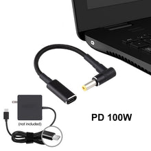 Load image into Gallery viewer, PD 100W 18.5-20V 5.5 x 2.5mm Elbow to USB-C / Type-C Adapter Nylon Braid Cable, 5.5 x 2.5mm