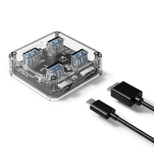 Load image into Gallery viewer, ORICO MH4U-100 USB 3.0 Transparent Desktop HUB with 100cm Micro USB Cable, MH4U-100