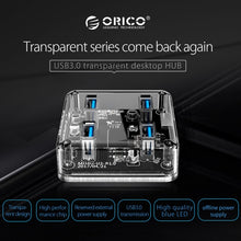 Load image into Gallery viewer, ORICO MH4U-100 USB 3.0 Transparent Desktop HUB with 100cm Micro USB Cable, MH4U-100