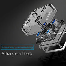 Load image into Gallery viewer, ORICO MH4U-100 USB 3.0 Transparent Desktop HUB with 100cm Micro USB Cable, MH4U-100
