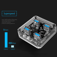 Load image into Gallery viewer, ORICO MH4U-100 USB 3.0 Transparent Desktop HUB with 100cm Micro USB Cable, MH4U-100