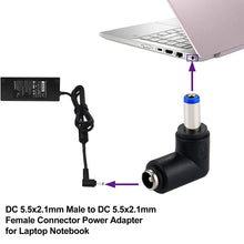 Load image into Gallery viewer, DC 4506 Male  to DC 7406 Female Connector Power Adapter for HP Laptop Notebook, 90 Degree Right Angle Elbow, DC 5521 Male to Female
