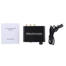 Load image into Gallery viewer, 192KHz DAC Converter HD HIFI Optical to RCA+3.5mm Headphone 5.1 Channel Digital Audio Converter with Volume Control, 192KHz DAC
