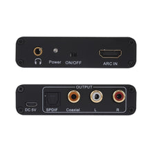 Load image into Gallery viewer, 192KHz ARC Audio Extractor HDMI ARC to SPDIF + Coaxial + L/R Converter Audio Return Channel Adapter, 192KHz ARC
