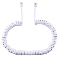 Load image into Gallery viewer, 4 Core Male to Male RJ11 Spring Style Telephone Extension Coil Cable Cord Cable, Stretch Length: 3m(White), Length: 3m
