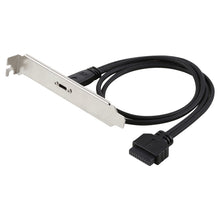 Load image into Gallery viewer, 50cm USB-C / Type-C Female to USB 3.0 Motherboard 20 Pin Female Panel Expansion Bracket Mount Cable, 50cm Motherboard 20 Pin