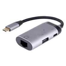 Load image into Gallery viewer, Type-C / USB-C Male to RJ45 Female  + Type-C / USB-C Female + USB Female Adapter Converter, RJ45 + Type-C + USB Female