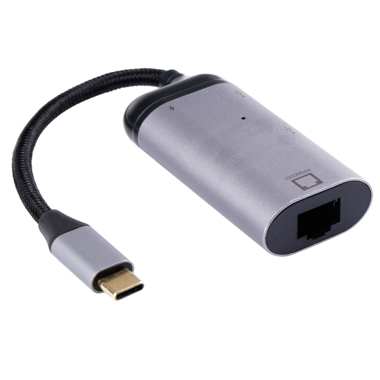 Type-C / USB-C Male to RJ45 Female  + Type-C / USB-C Female + USB Female Adapter Converter, RJ45 + Type-C + USB Female