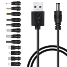 Load image into Gallery viewer, 12 in 1 DC Power Cord USB Multi-Function Interchange Plug USB Charging Cable(Black), 12 in 1