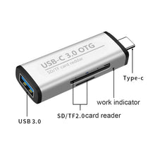 Load image into Gallery viewer, ADS-103 3 in 1 Type-C Male to USB 3.0 Female + SD / TF Card Slots OTG Adapter SD / TF Card Reader