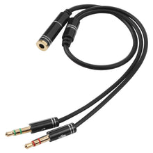 Load image into Gallery viewer, 3.5mm Female to 2 x 3.5mm Male Adapter Cable, 3.5mm Female to 2 x 3.5mm Male