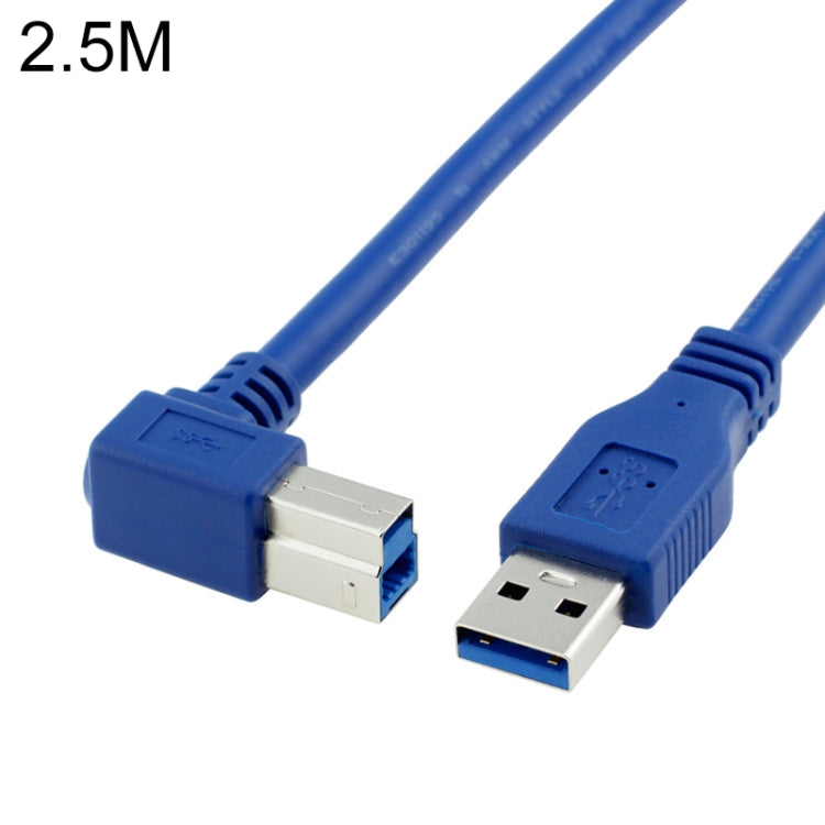 USB 3.0 A Male to Right 90 Degrees Angle USB 3.0 Type-B Male High Speed Printer Cable, Cable Length: 2.5m, 2.5m