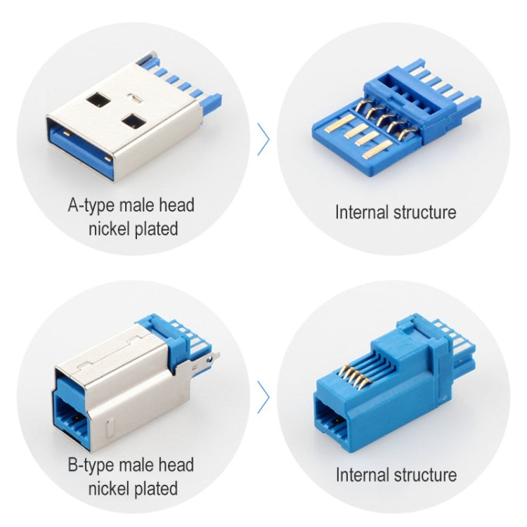 USB 3.0 A Male to Right 90 Degrees Angle USB 3.0 Type-B Male High Speed Printer Cable, Cable Length: 2.5m, 2.5m