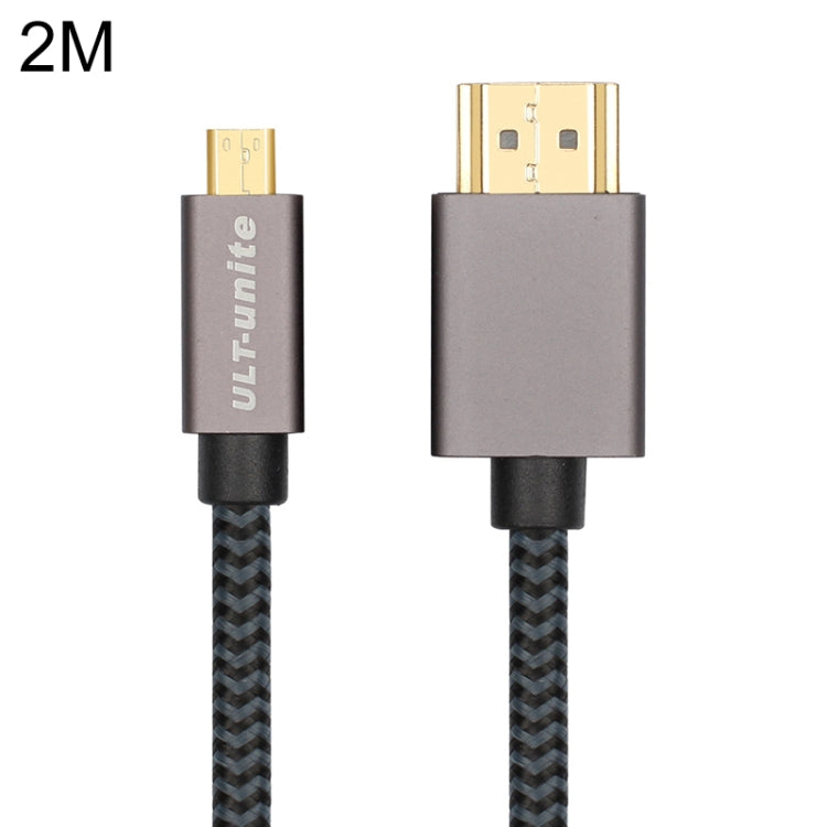 ULT-unite Gold-plated Head HDMI Male to Micro HDMI Male Nylon Braided Cable, Cable Length: 2m, 2m