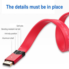 Load image into Gallery viewer, 4K 60Hz DisplayPort 1.2 Male to DisplayPort 1.2 Male Aluminum Shell Flat Adapter Cable, Cable Length: 2m, 2m