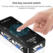 Load image into Gallery viewer, KSW-401V 4 VGA + 3 USB Ports to VGA KVM Switch Box with Control Button for Monitor, Keyboard, Mouse, Set-top box