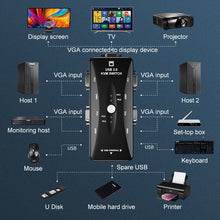 Load image into Gallery viewer, KSW-401V 4 VGA + 3 USB Ports to VGA KVM Switch Box with Control Button for Monitor, Keyboard, Mouse, Set-top box