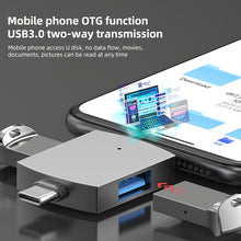 Load image into Gallery viewer, 4 in 1 8 Pin + USB-C / Type-C Male to USB 3.0 + USB Female OTG Card Reader