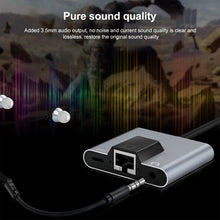 Load image into Gallery viewer, NK-1056 3 in 1 8 Pin Male to 8 Pin Charging + RJ45 Ethernet + 3.5mm Earphone Female Adapter