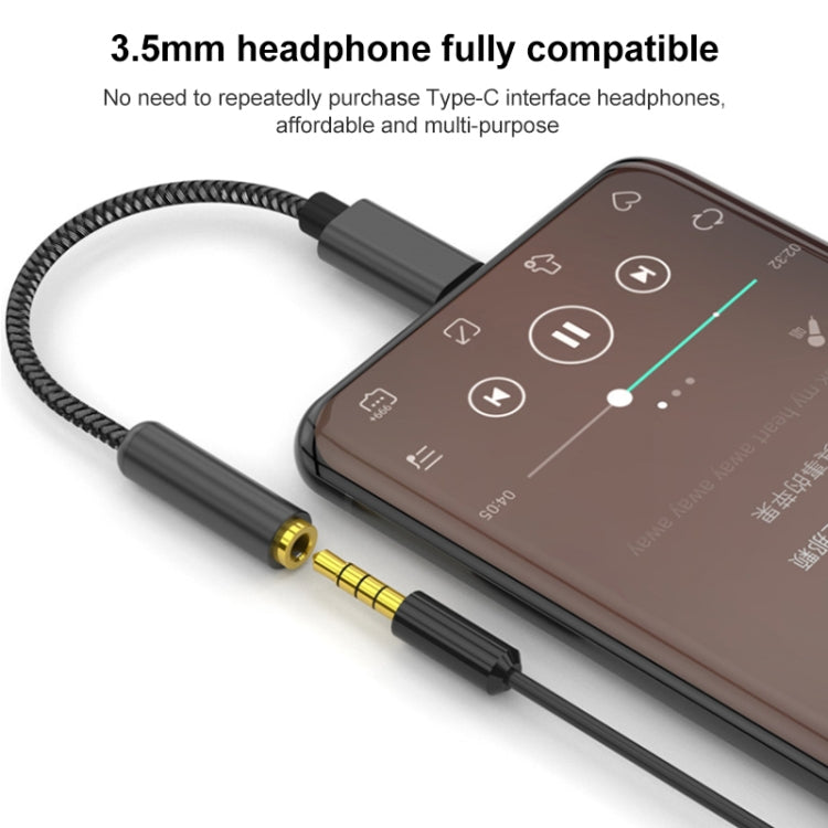 TA12-R2 USB-C / Type-C Male to 3.5mm Audio Female Single Crystal Copper Braid Earphone Adapter, Copper + Silver, Silver, Black Grey, Grey