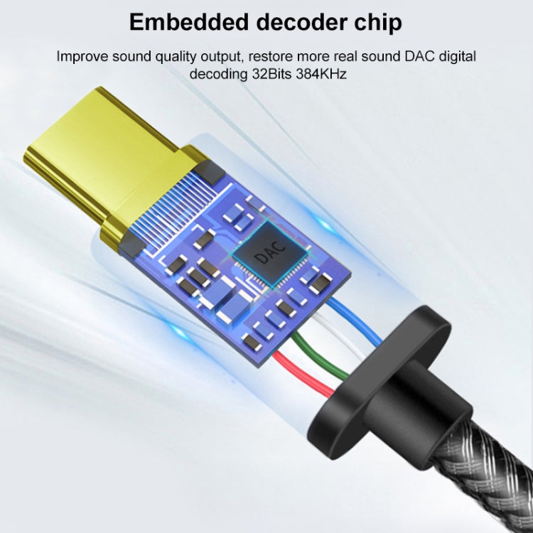 TA12-R2 USB-C / Type-C Male to 3.5mm Audio Female Single Crystal Copper Braid Earphone Adapter