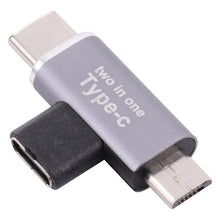 Load image into Gallery viewer, USB-C / Type-C Female to USB-C / Type-C Male + Micro USB Male Converter, Type-C Female to Type-C + Micro USB Male