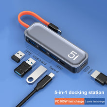 Load image into Gallery viewer, ROCK TR21 USB-C / Type-C to HDMI + USB3.0 x 3 + PD 4K 60Hz 5 in 1 Docking Station, TR21