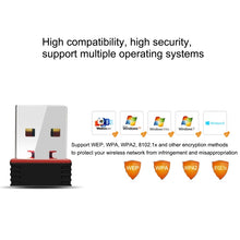 Load image into Gallery viewer, RTL8188 150Mbps 2.4GHz USB 2.0 WiFi Adapter External Network Card