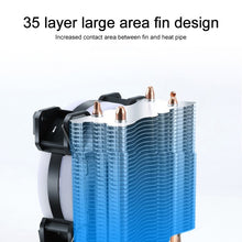 Load image into Gallery viewer, W-X3 3 Pin 9cm Double Copper Pipe Mute LED CPU Cooler Fan