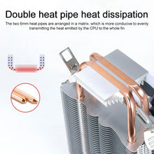 Load image into Gallery viewer, W-X3 3 Pin 9cm Double Copper Pipe Mute LED CPU Cooler Fan