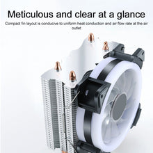 Load image into Gallery viewer, W-X3 3 Pin 9cm Double Copper Pipe Mute LED CPU Cooler Fan